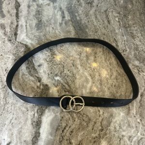 Faux leather belt with gold metal buckle